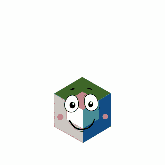 a cube with a smiling face and hearts coming out of it
