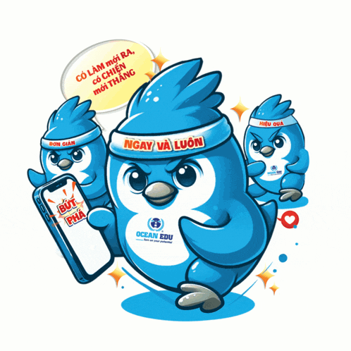 a cartoon of a bird with a headband that says ngay và luôn on it