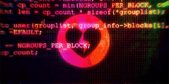 a computer screen has a red circle with a heart in it