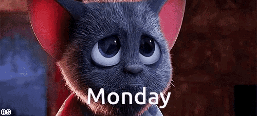 a cartoon cat with a sad look on its face is wearing a red hat and scarf .