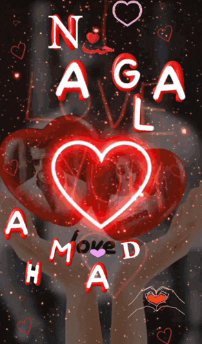 a glowing heart with the letters n a g a l a m and d