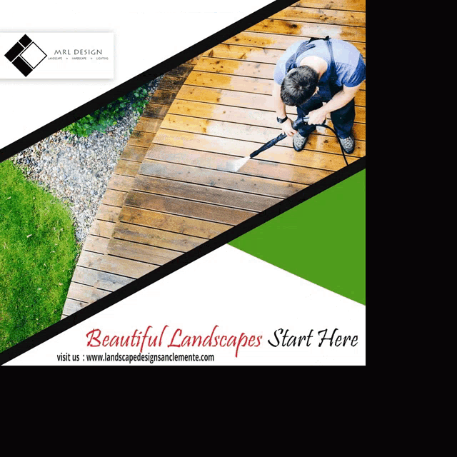 a man is using a high pressure washer to clean a wood deck