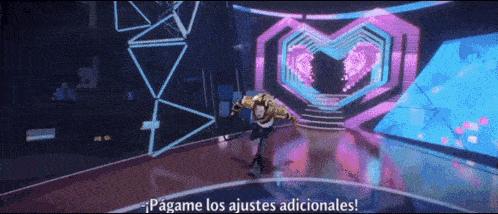 a person in a video game says " pagame los ajustes adicionales " at the bottom of the screen