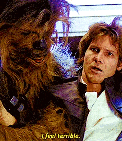 han solo and chewbacca from star wars are talking to each other