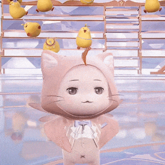 a cartoon cat with a hat on is standing in front of a display of pears