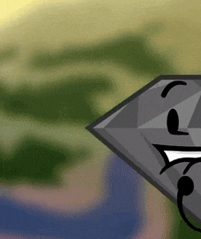 a cartoon diamond with a face and mouth .