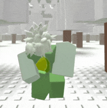 a cartoon character holding a slice of lime and a pineapple