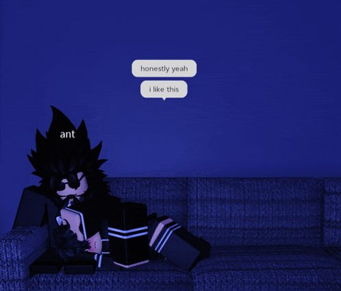 a cartoon character sits on a couch and says honestly yeah