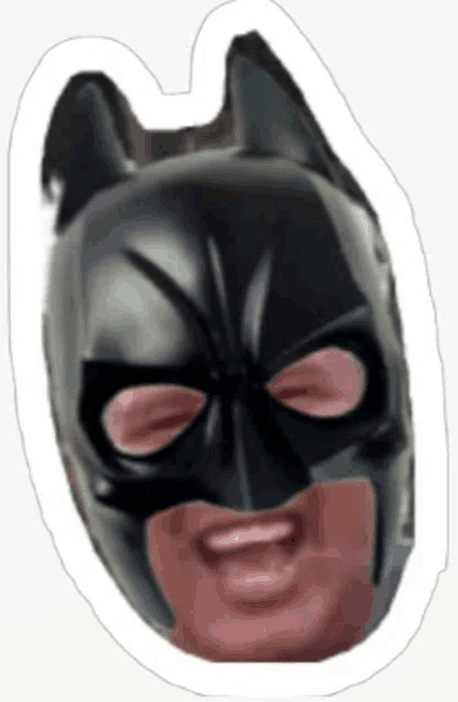 a sticker of a man wearing a batman mask on a white background
