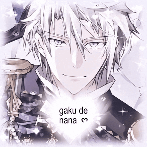 a drawing of a man with the words gaku de nana written below him