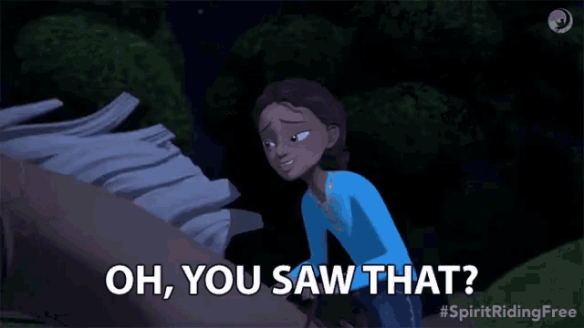 a cartoon character says oh you saw that