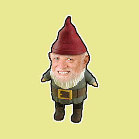 a drawing of a gnome with a red hat on his head