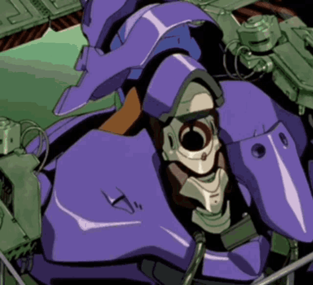 a purple robot with the letter a on it