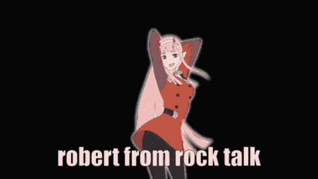 a picture of a girl with the words robert from rock talk on it