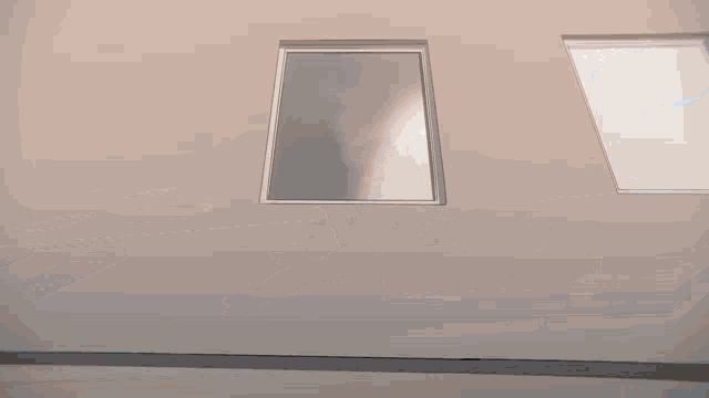 a shadow of a gun is cast on a wall in front of a window