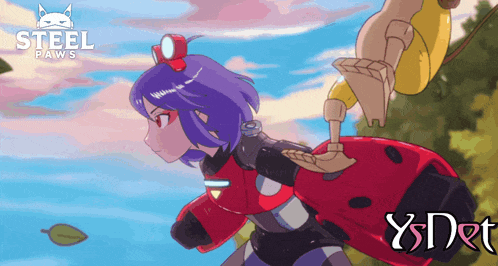 a cartoon of a ladybug and the words steel paws