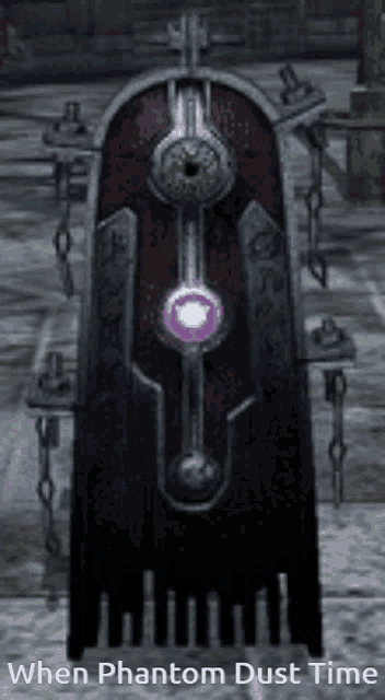 a picture of a shield with the words " when phantom dust time " at the bottom