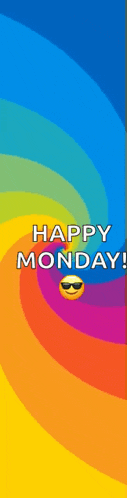 a colorful background with the words happy monday written on it