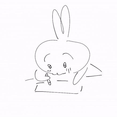 a drawing of a bunny with the words fuck you written on it