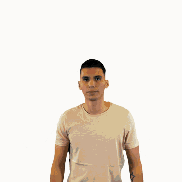 a man with his arms outstretched wears a t-shirt that says leaders