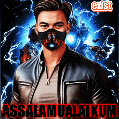 a poster with a man wearing a mask and the words assalamualaikum on it