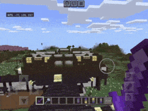 a screenshot of a minecraft game shows a purple sword