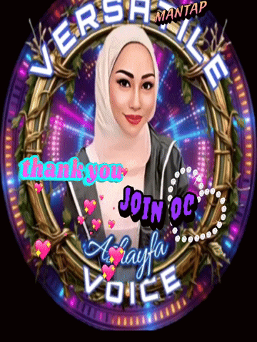 a woman in a hijab is in a circle that says versatile mantap on it
