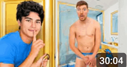 two men are standing next to each other in a bathroom and one of them is holding a key .
