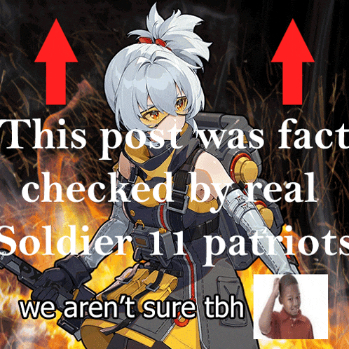 a poster that says this post was checked by real soldier 11 patriots we aren 't sure tbh