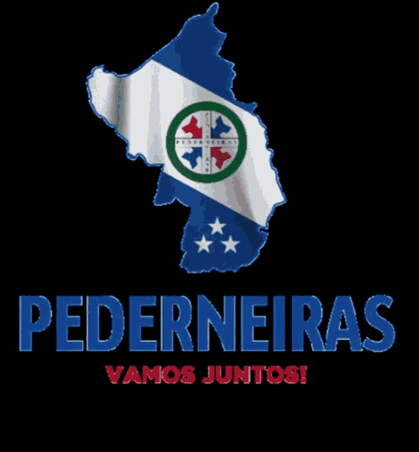 a poster for pederneiras vamos juntos with a map in the background