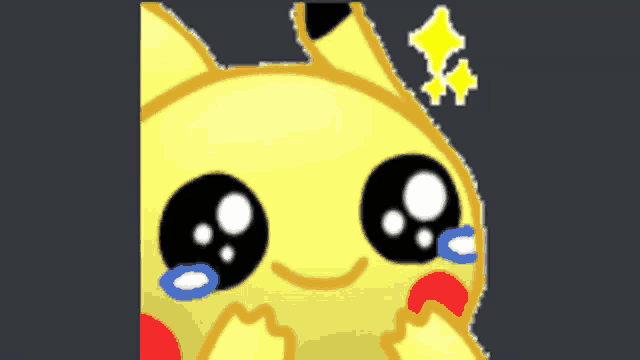 a pikachu with tears in his eyes and a star on his head