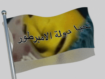 a small flag with arabic writing on it is flying in the wind