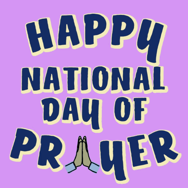 a poster that says happy national day of prayer on a purple background