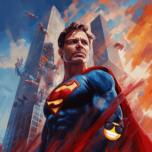 a painting of a man in a superman suit