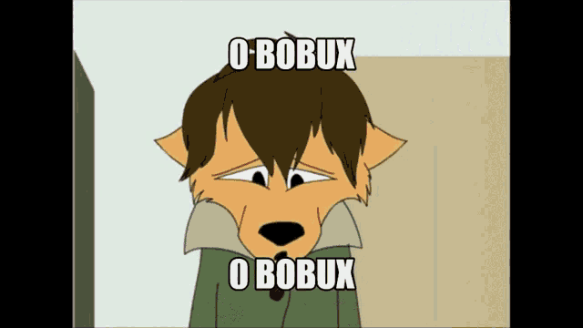 a cartoon of a wolf with the words o bobux o bobux written on it