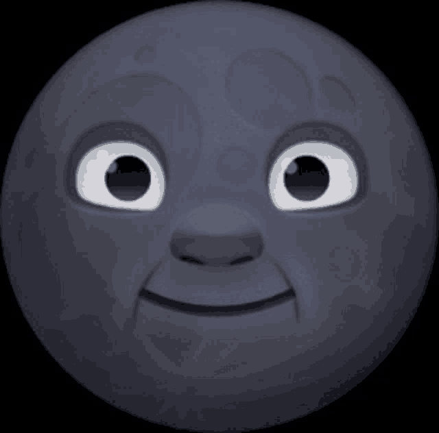 a cartoon illustration of a smiling moon with big eyes