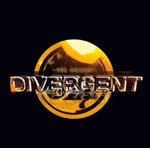a divergent logo with a broken coin in the middle