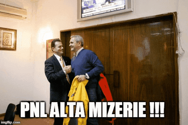 two men standing next to each other with pnl alta mizire !!! written on the bottom