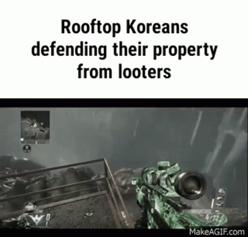 Rooftop Koreans Defending Their Property From Looters GIF - Rooftop Koreans Defending Their Property From Looters Call Of Duty Black Ops2 GIFs