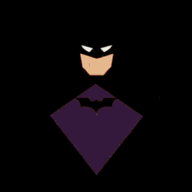a silhouette of a batman with a bat on his chest .