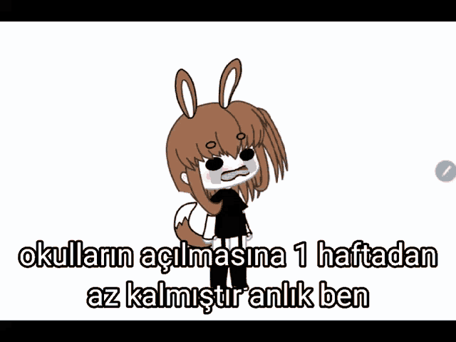 a cartoon of a girl crying with the words okularin açilmasina 1 haftadan az kalmistir anlik ben