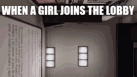 when a girl joins the lobby sign on a wall