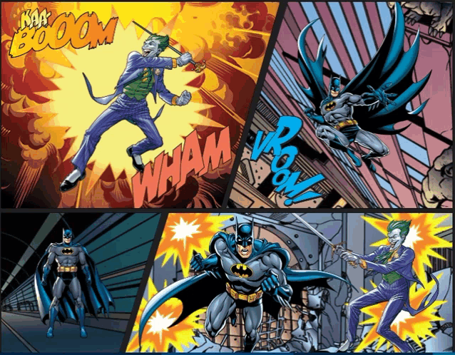 batman and the joker are shown in a comic book scene