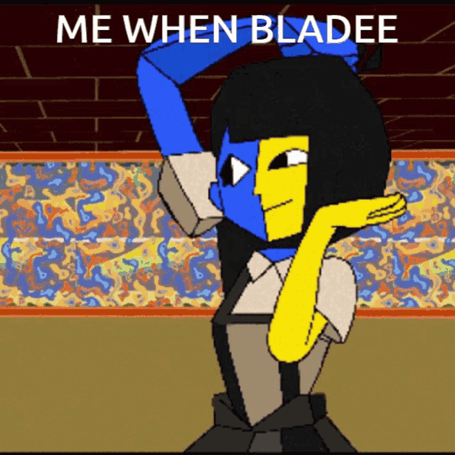 a cartoon drawing of a girl with the words me when bladee above her