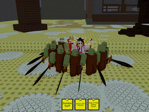 a group of zombies are standing in a circle in a video game called zombie