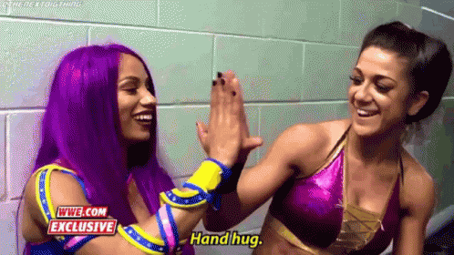 Sasha Banks Bayley GIF - Sasha Banks Bayley Hand Hug GIFs