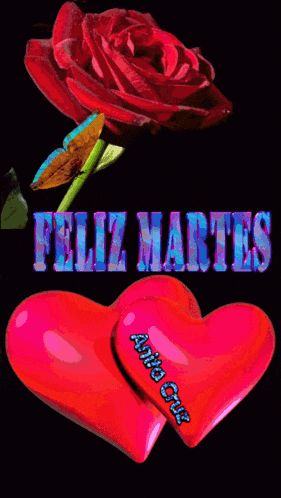 two yellow hearts with the words feliz martes on the top