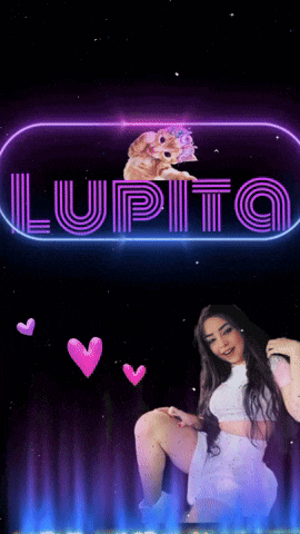 a woman is kneeling in front of a lupita sign