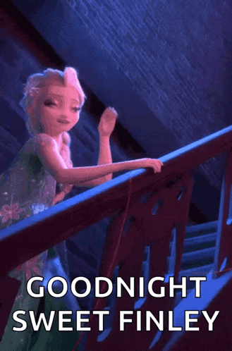 an animated image of elsa from frozen wishing goodnight sweet finley