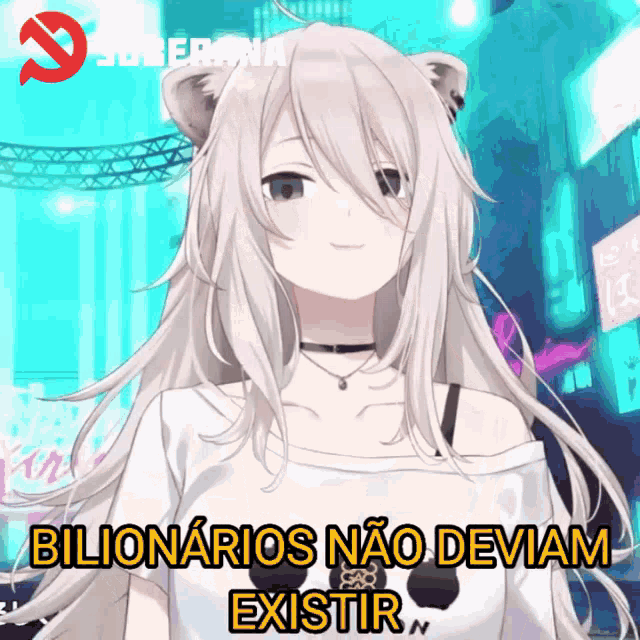 a picture of a girl with the words " bilionarios nao deviam existir " on it